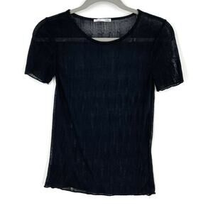Zara‎ W/B Black Sheer Basic Tee Short Sleeve Small